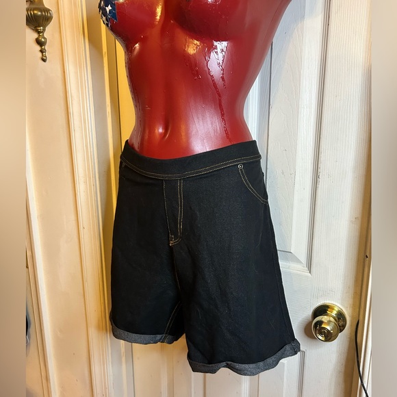 Ashley Blue Pull On shorts 3x dark blue cuffed cottom polyester stretch - Picture 2 of 9